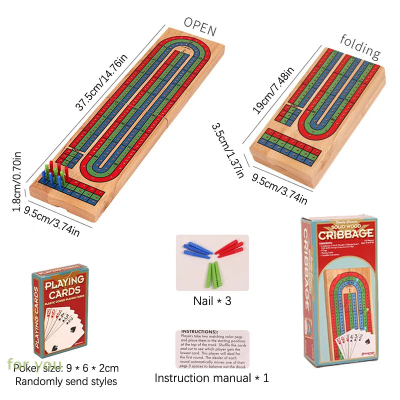 Wood Cribbage Board Game